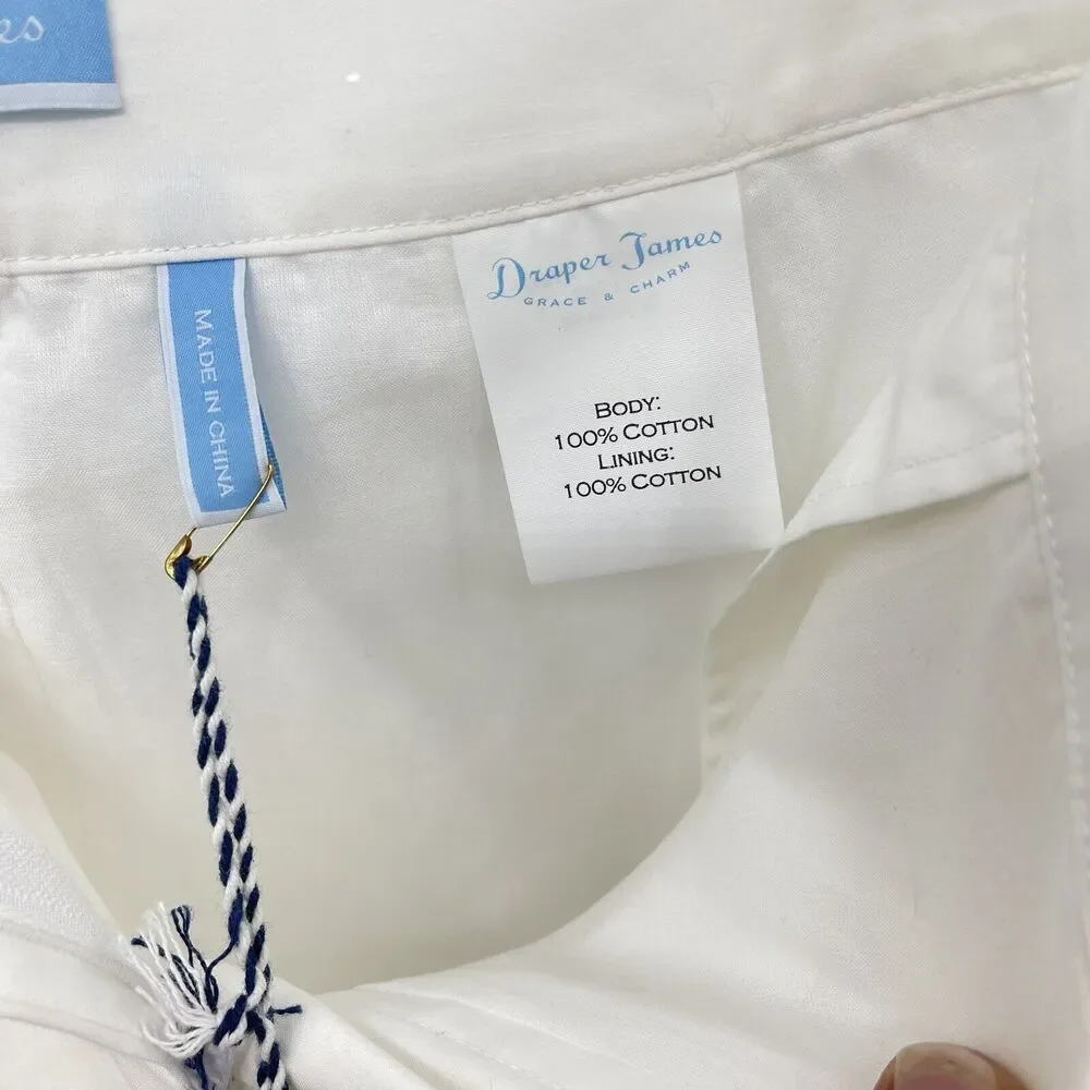 Draper James Women's Size 10 Sadie Shorts in Willow White Cotton Belted Bow NWT